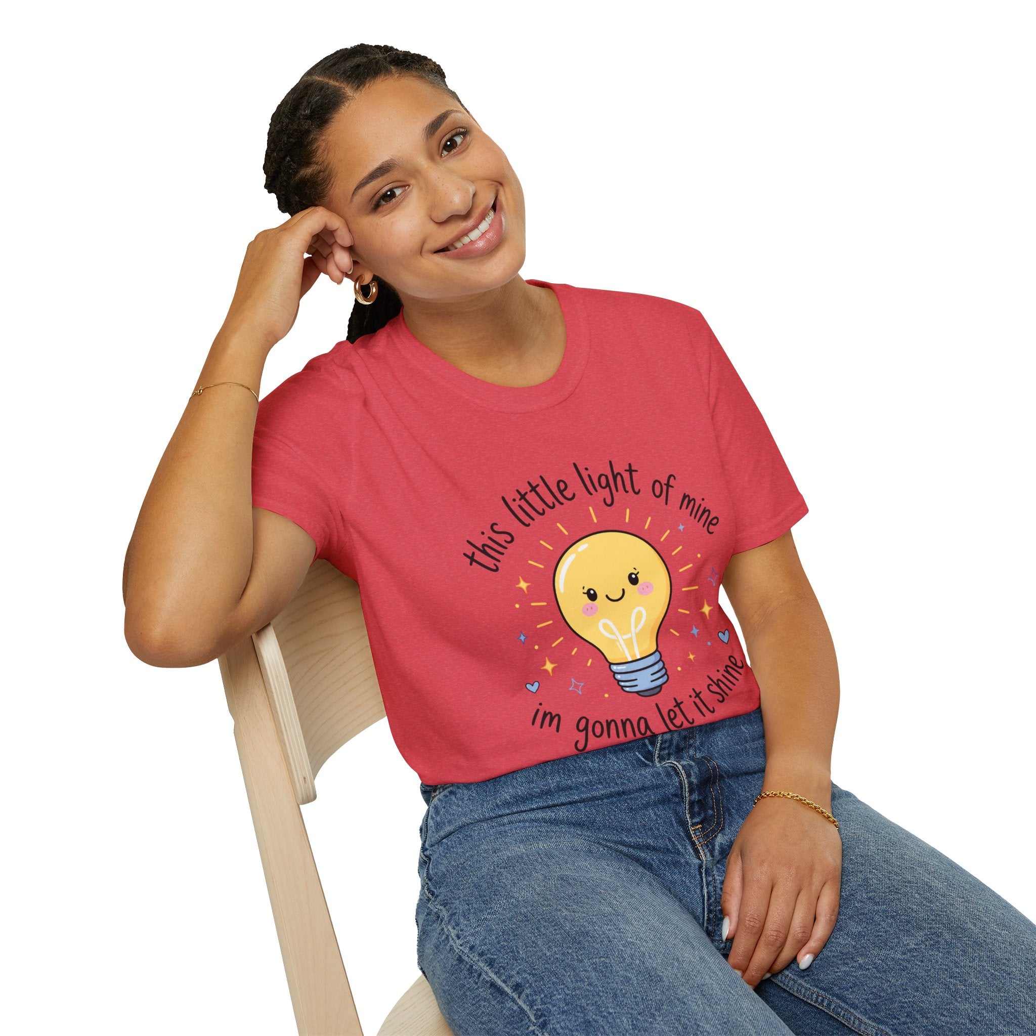 T-Shirt — "This Little Light of Mine" Cute Smiling Lightbulb Inspirational Tee