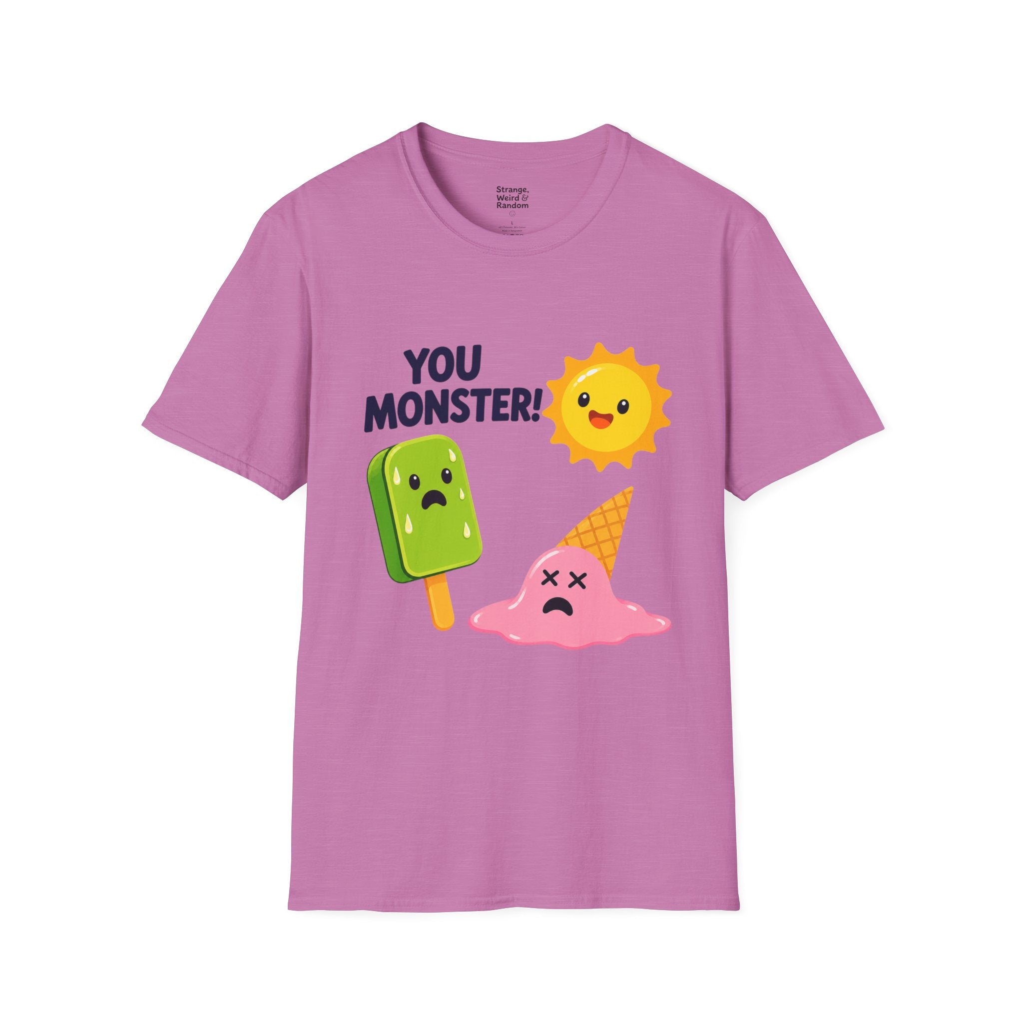 You Monster! Cartoon Sun and Melting Ice Cream T-Shirt | Cute Food Illustration