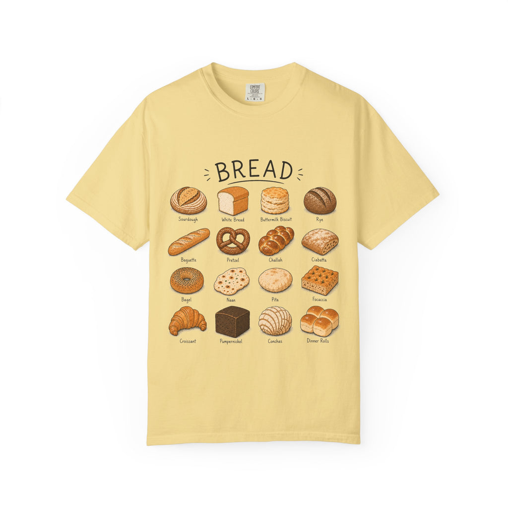 Bread Types T-Shirt — Illustrated Bakery Breads Chart Tee