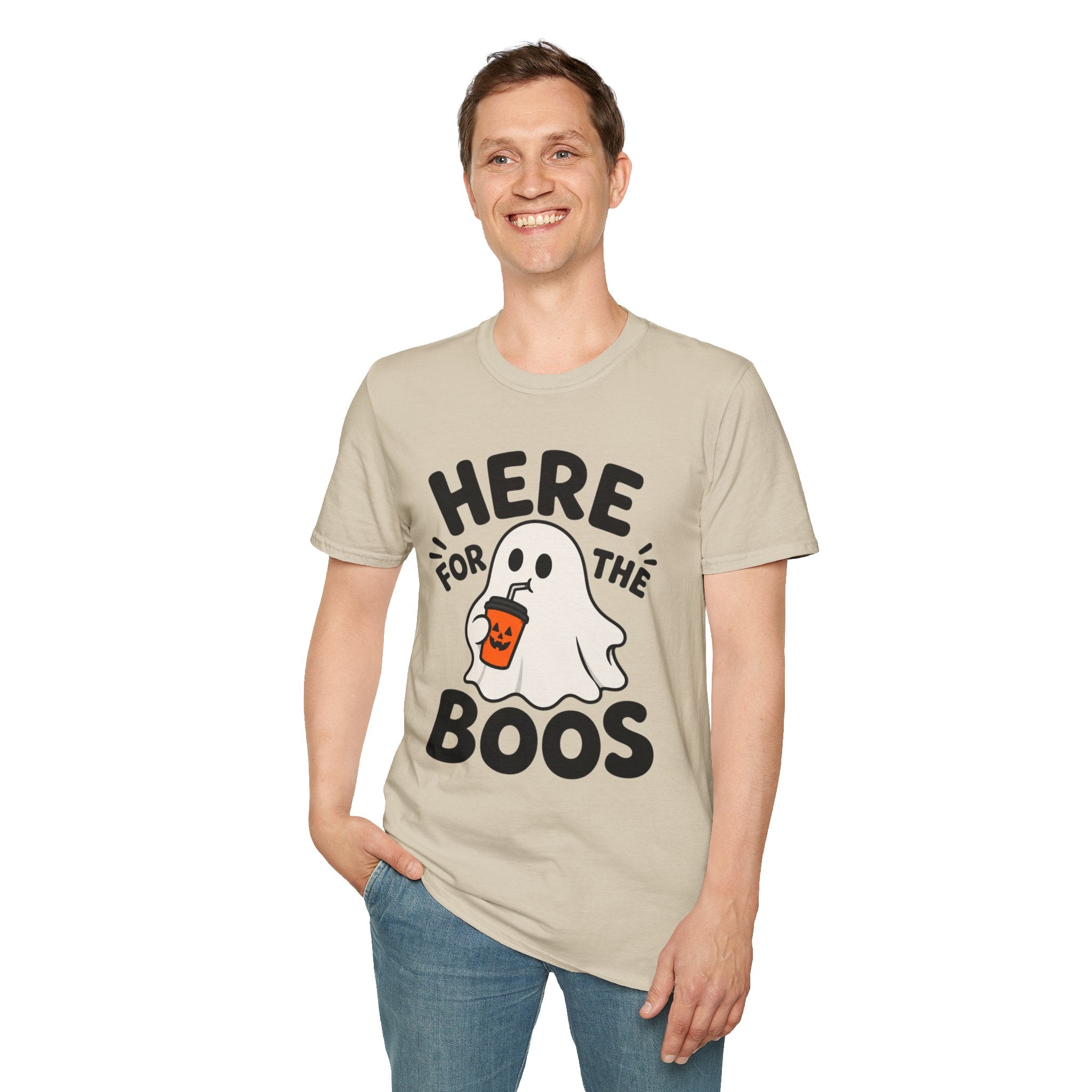 Here for the Boos T-Shirt | Halloween Ghost Graphic Tee