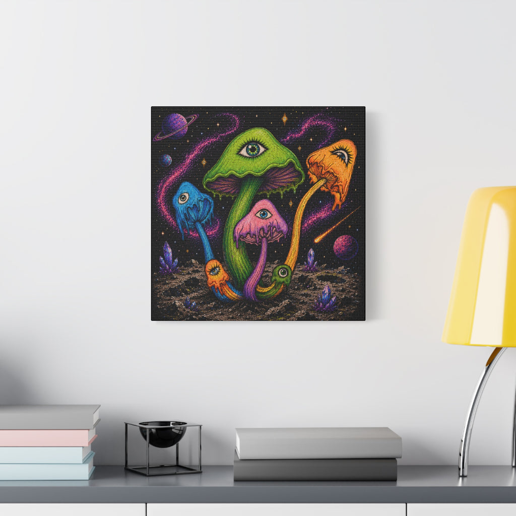Psychedelic Mushroom Canvas Print — Trippy Cosmic Eyes Wall Art