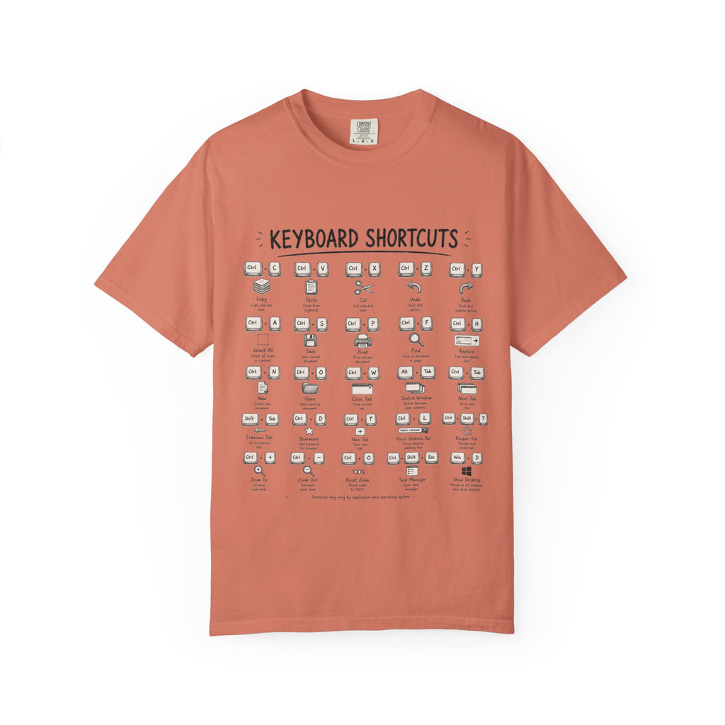 Keyboard Shortcuts T-Shirt — Programmer Tech Cheat Sheet Tee