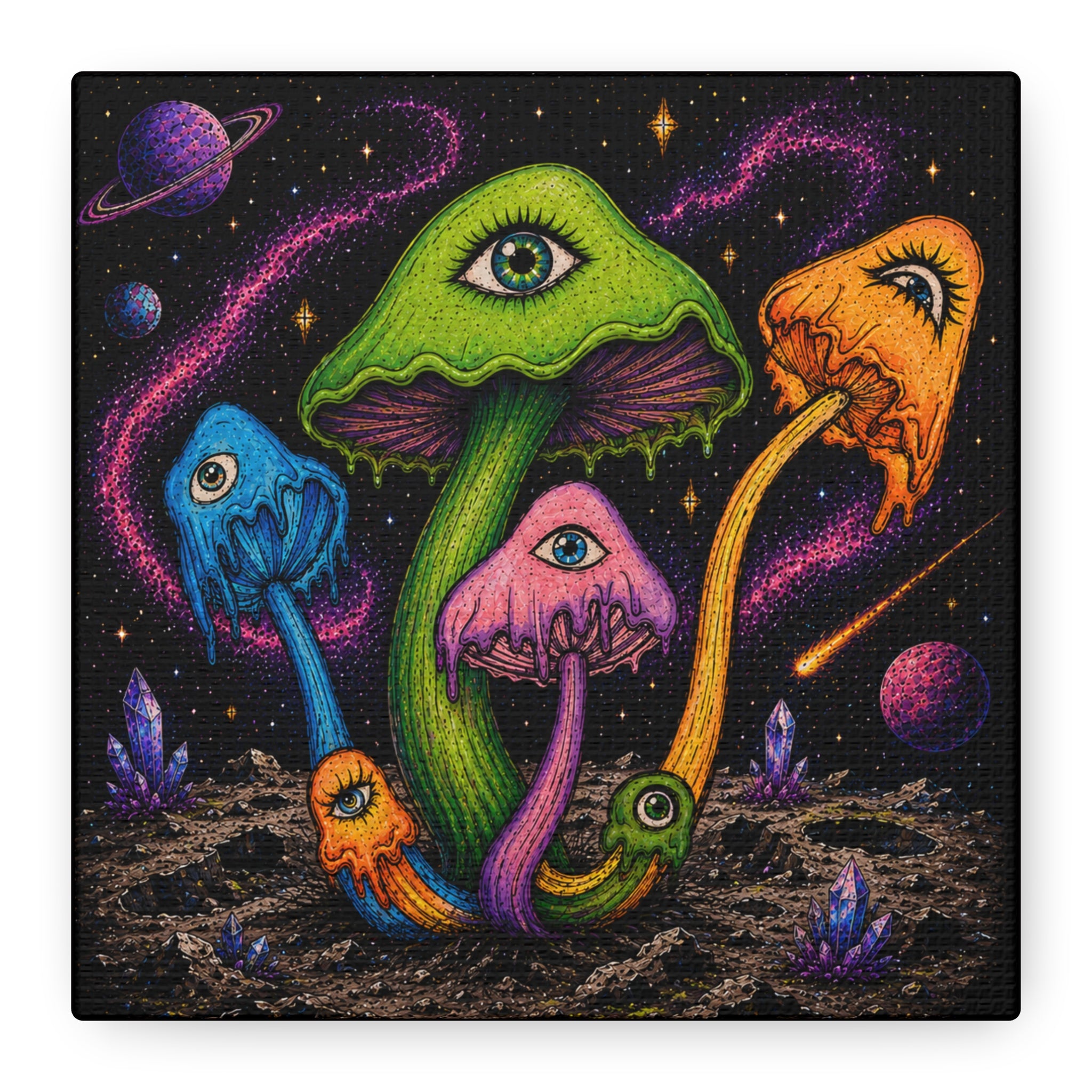 Psychedelic Mushroom Canvas Print — Trippy Cosmic Eyes Wall Art