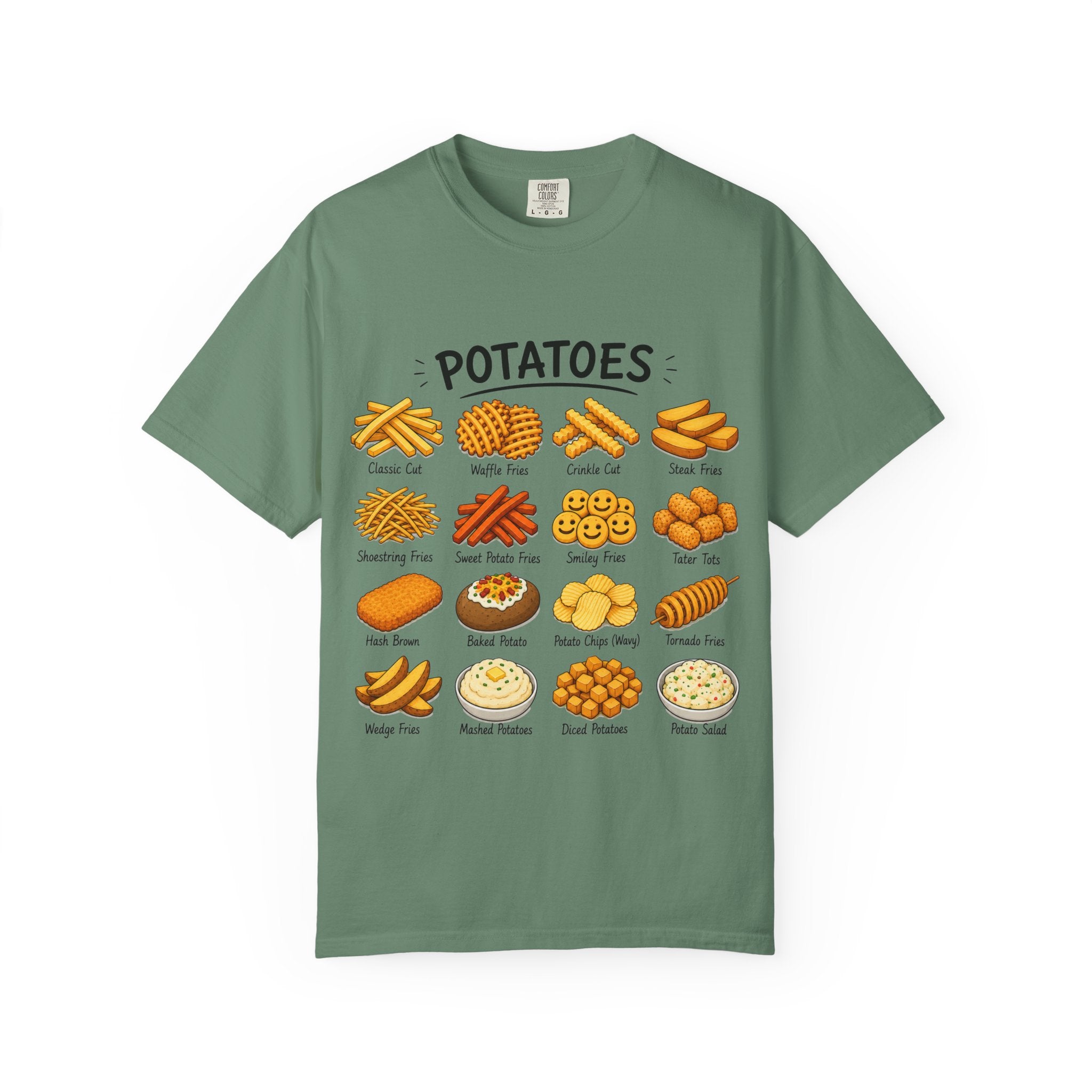 Potato Varieties T-Shirt — Cute Illustrated 'Potatoes' Chart Tee