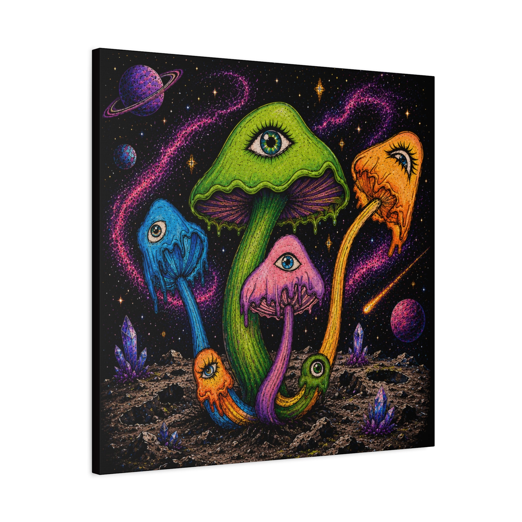 Psychedelic Mushroom Canvas Print — Trippy Cosmic Eyes Wall Art