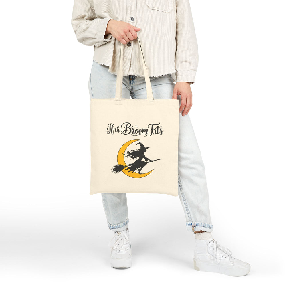 If the Broom Fits Witch  Double-sided Tote Bag — Halloween Trick-or-Treat Reusable Cotton Canvas