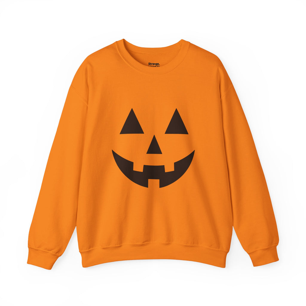 Jack-o'-Lantern Pumpkin Crewneck Sweatshirt — Halloween Orange Pullover