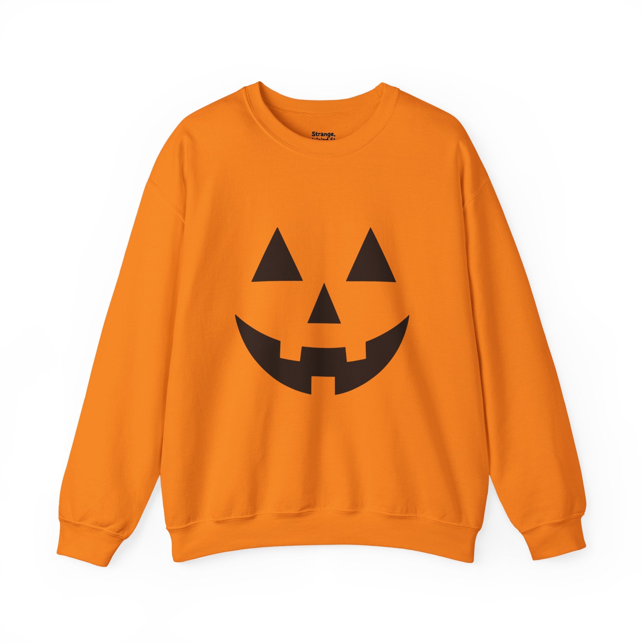 Jack-o'-Lantern Pumpkin Crewneck Sweatshirt — Halloween Orange Pullover