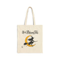 Witch on Moon Cotton Tote — "If the Broom Fits" Halloween Canvas Bag