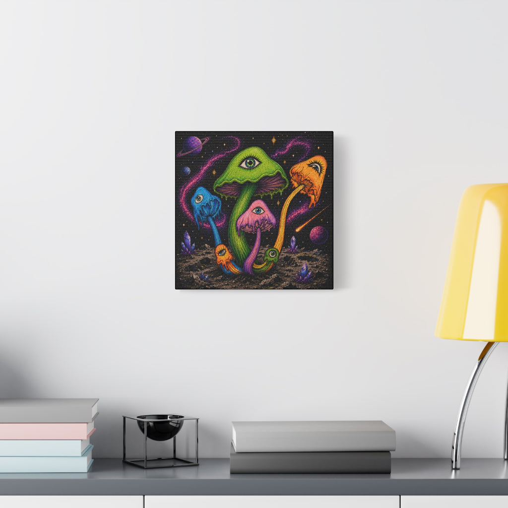 Psychedelic Mushroom Canvas Print — Trippy Cosmic Eyes Wall Art