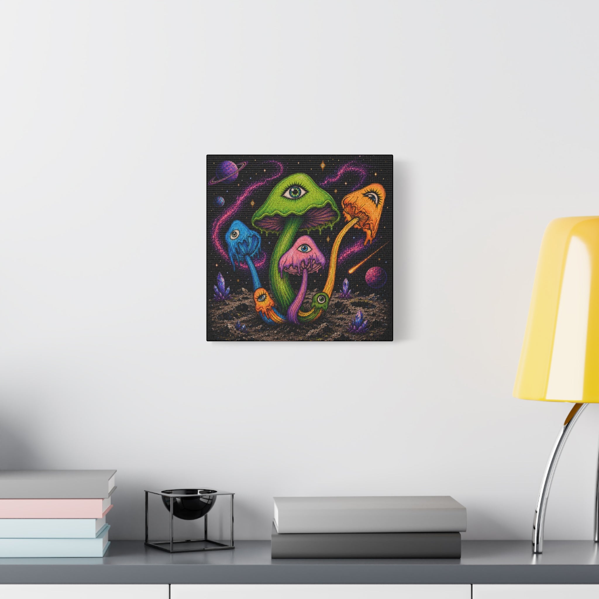 Psychedelic Mushroom Canvas Print — Trippy Cosmic Eyes Wall Art