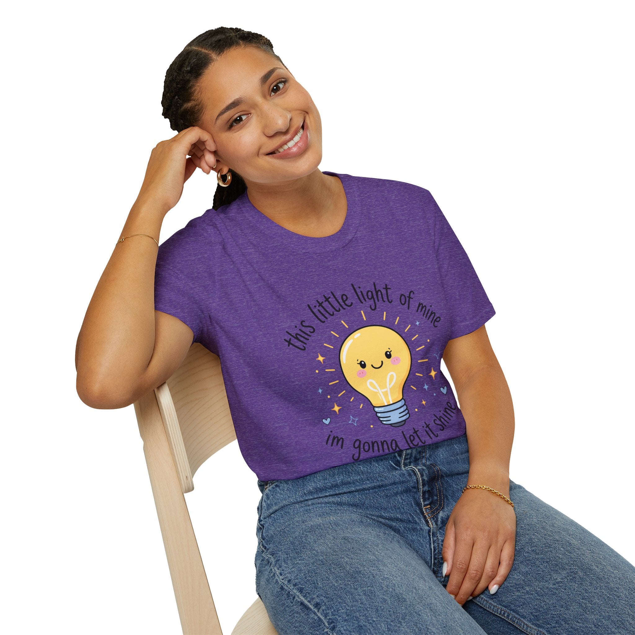 T-Shirt — "This Little Light of Mine" Cute Smiling Lightbulb Inspirational Tee