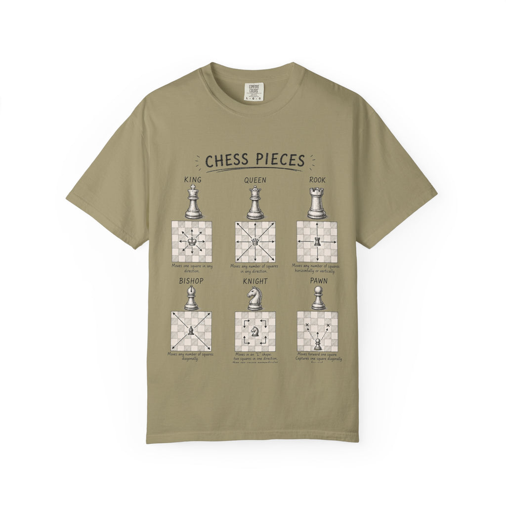 Chess Pieces Illustrated T-Shirt — Vintage Diagram Tee for Players & Fans