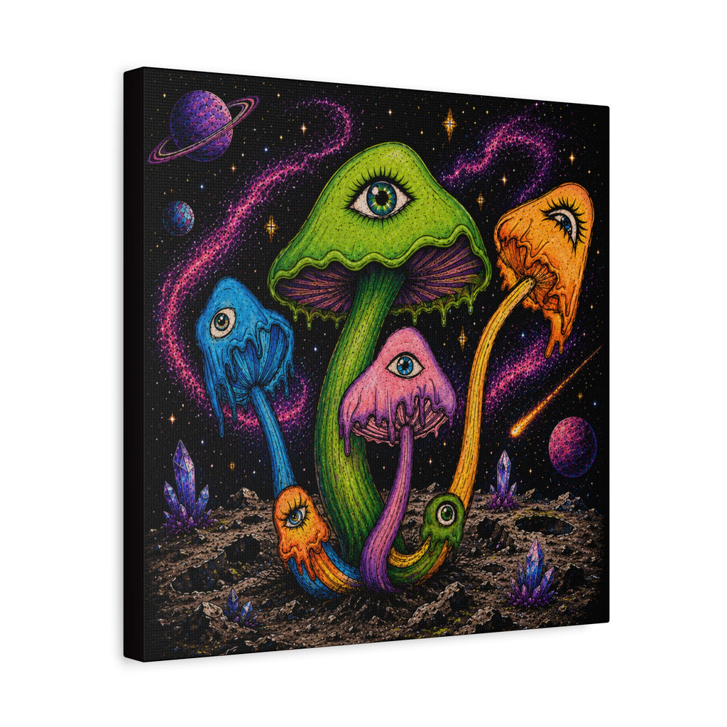 Psychedelic Mushroom Canvas Print — Trippy Cosmic Eyes Wall Art