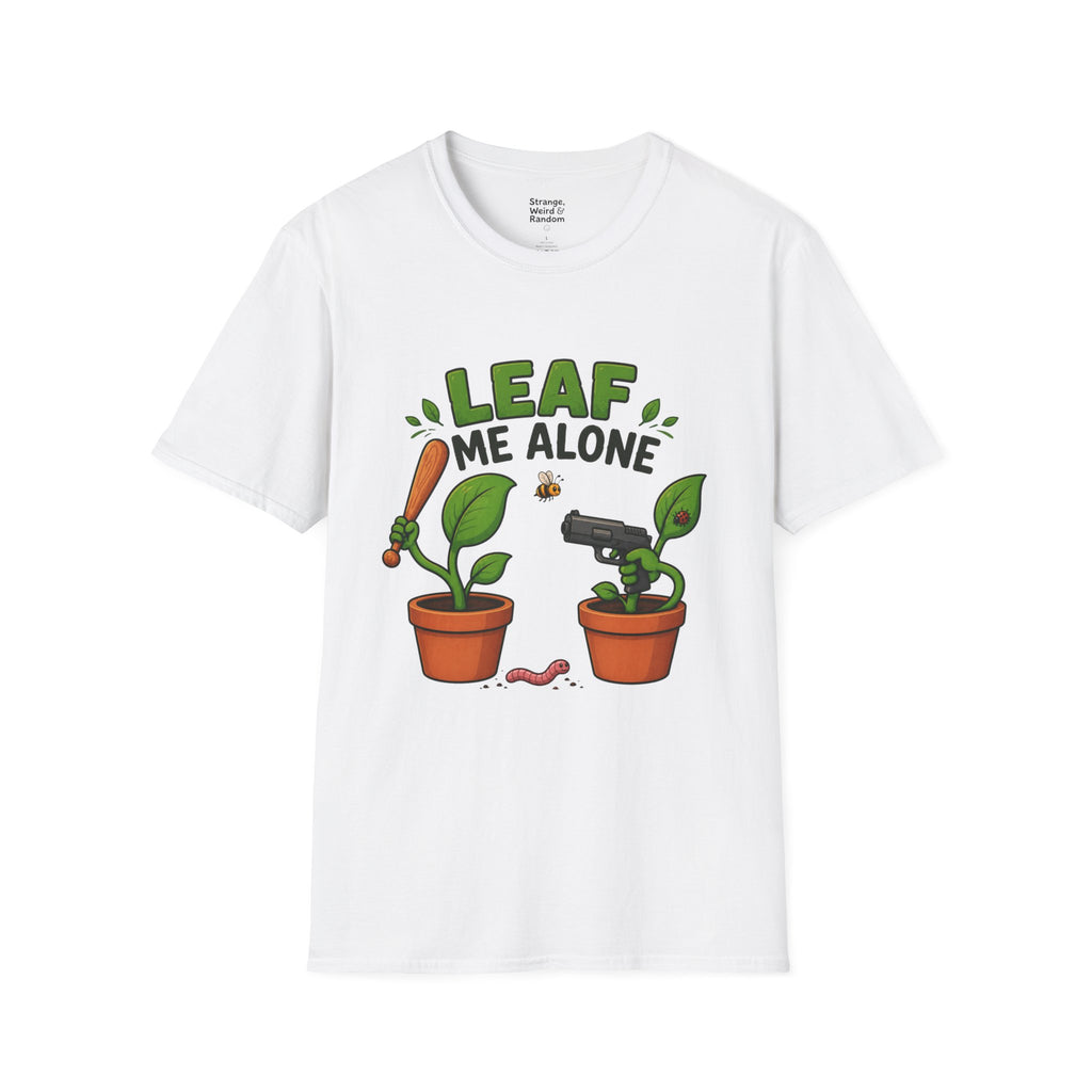 Leaf Me Alone Funny Plant Duo Illustration T-Shirt | Funny Potted Plant Cartoon
