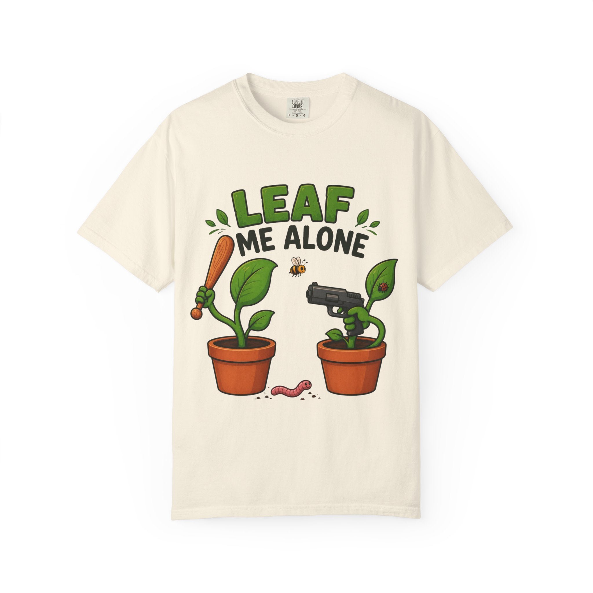 Leaf Me Alone T-Shirt — Funny Plant Pun Tee with Cute Potted Plants