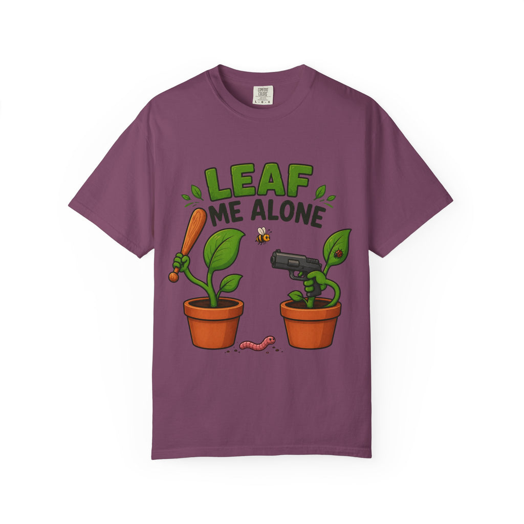 Leaf Me Alone T-Shirt — Funny Plant Pun Tee with Cute Potted Plants