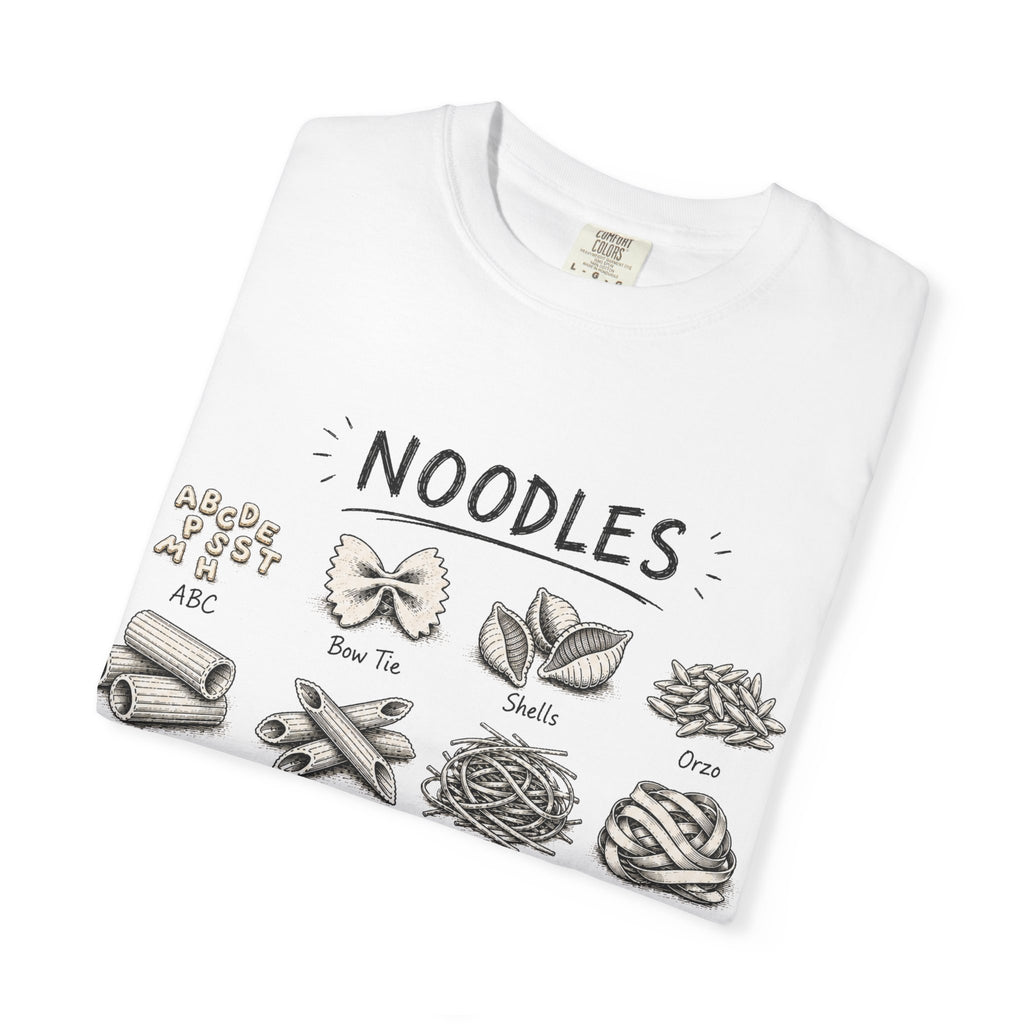 Noodles Chart T-Shirt — Illustrated Pasta Types Tee