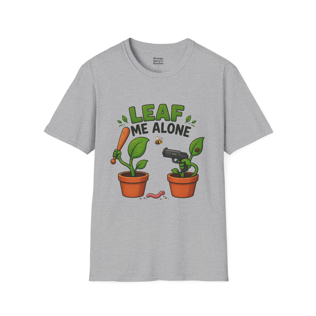 Leaf Me Alone Funny Plant Duo Illustration T-Shirt | Funny Potted Plant Cartoon