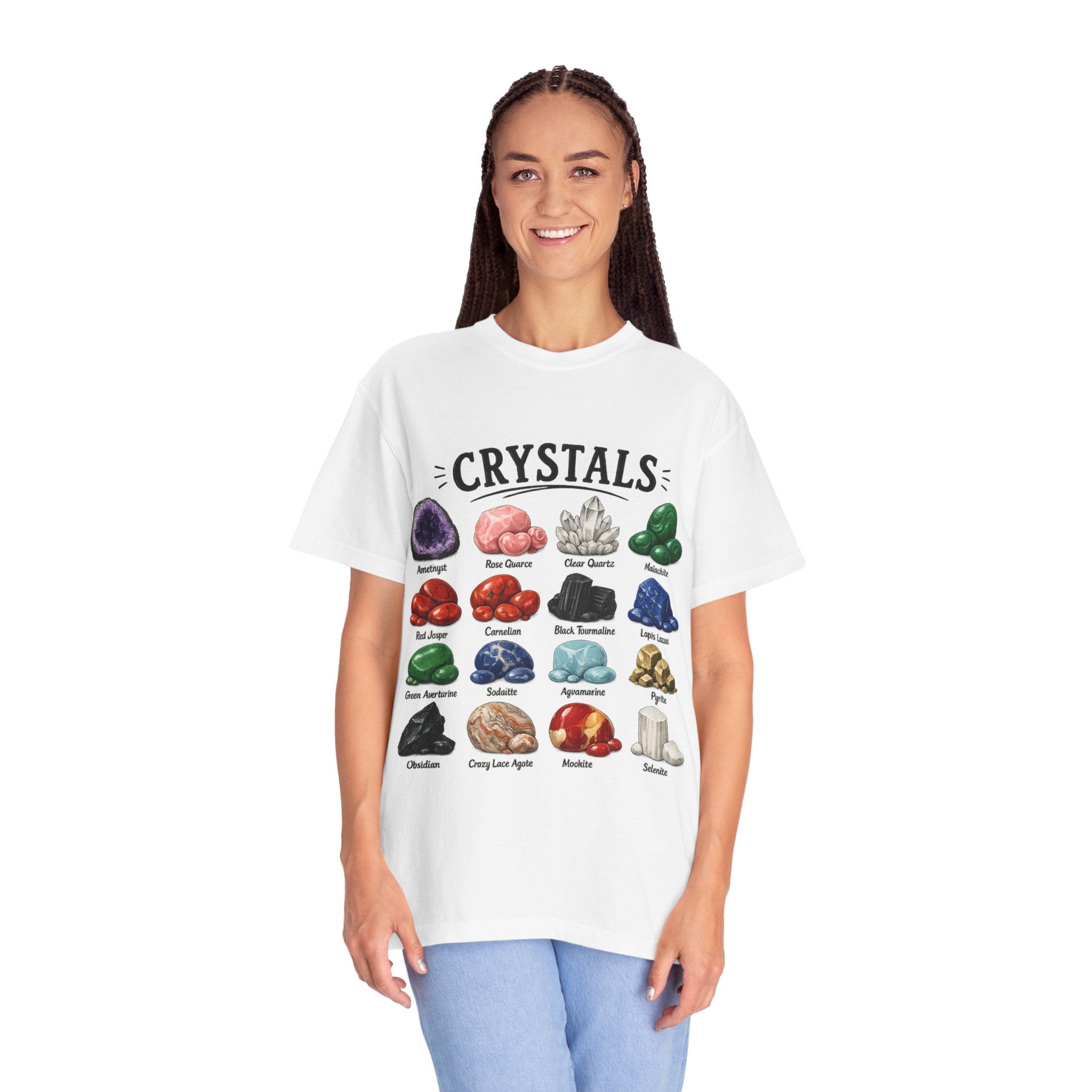 Crystal Guide T-Shirt — Illustrated Gemstone Chart Tee