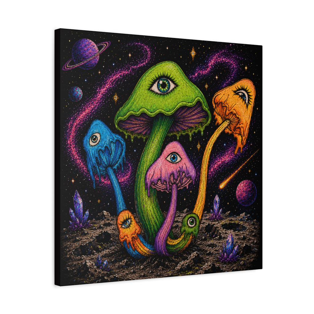 Psychedelic Mushroom Canvas Print — Trippy Cosmic Eyes Wall Art