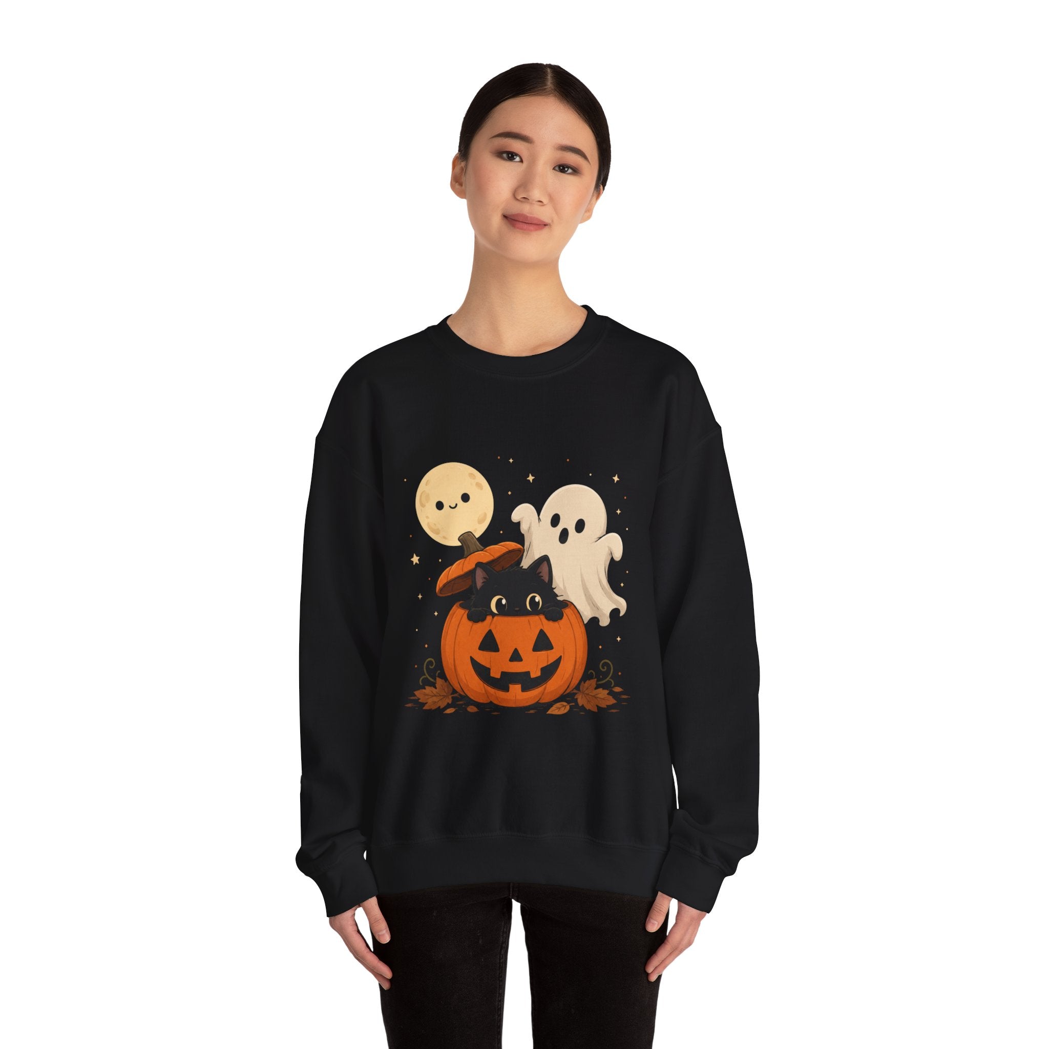 Cute Halloween Pumpkin Cat Ghosts Sweatshirt