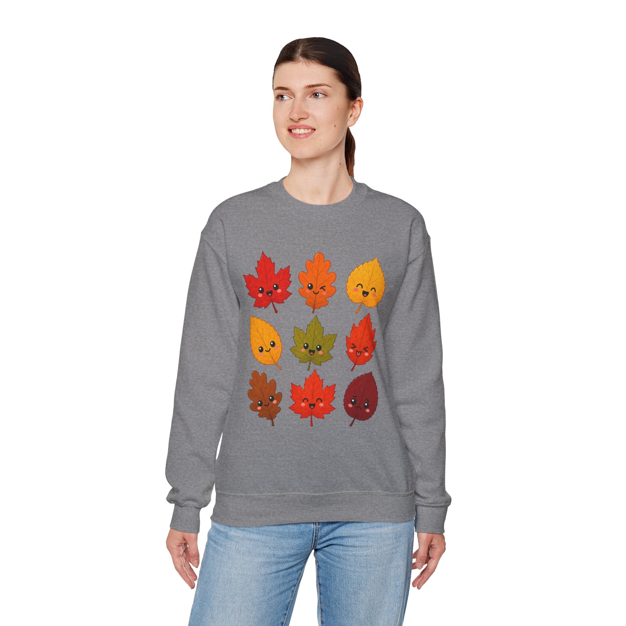 Autumn Leaves Crewneck Sweatshirt — Cute Kawaii Fall Leaf Design