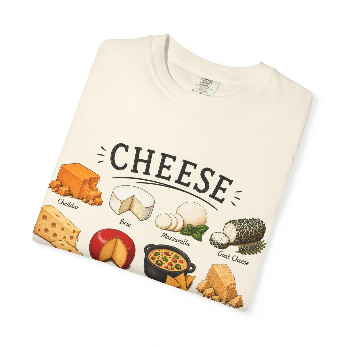 Cheese Types Illustrated T-Shirt — Vintage Cheese Chart Tee