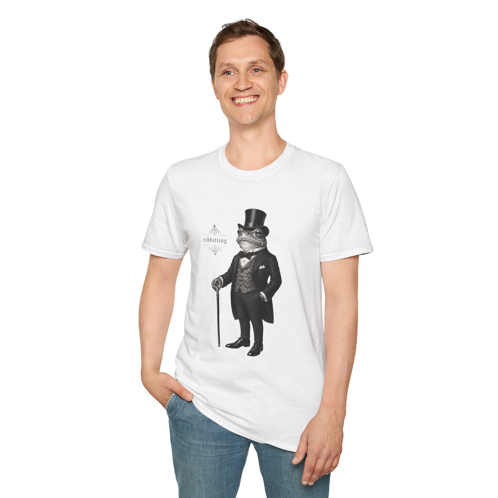 Dapper Frog Gentleman ribbitting T-Shirt | Vintage Victorian Top Hat