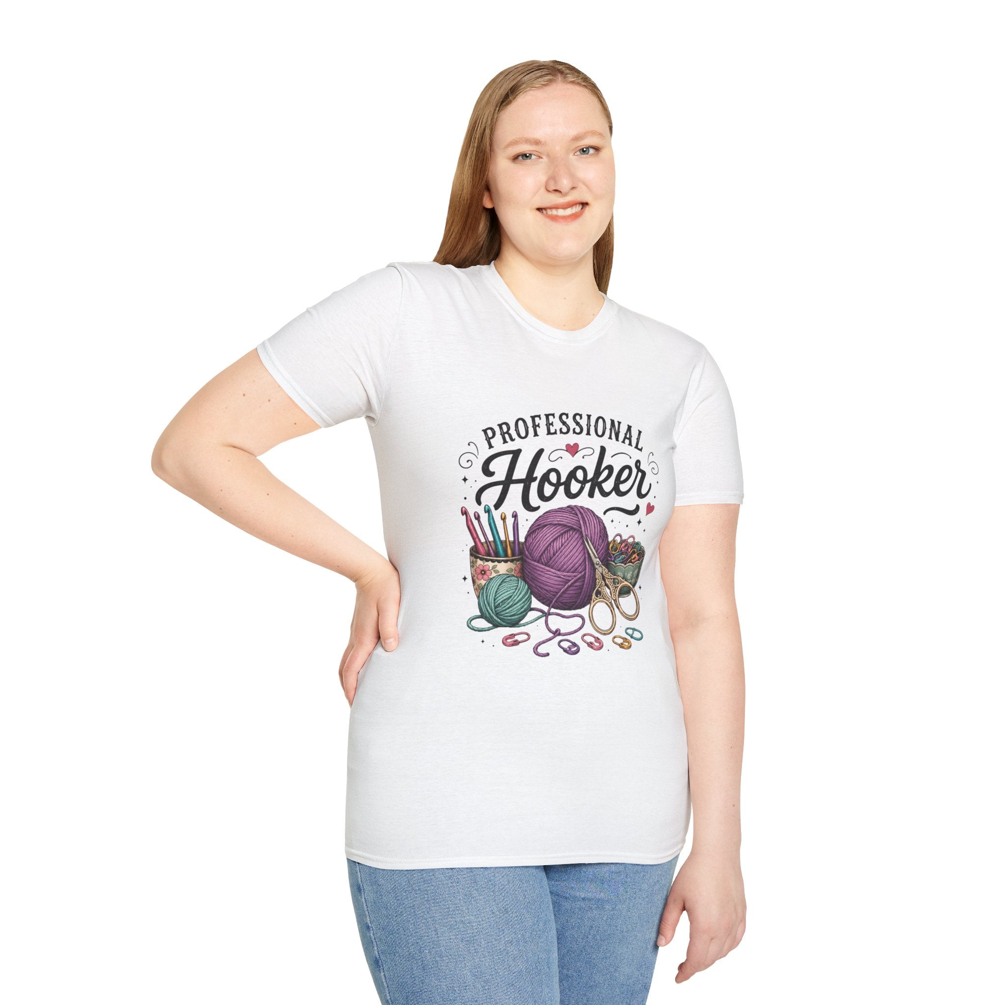 Professional Hooker Crochet Yarn T-Shirt | Knitting Hooks, Ball of Yarn