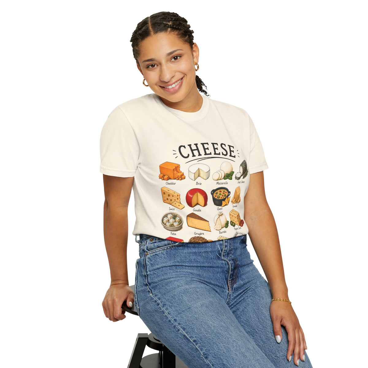 Cheese Types Illustrated T-Shirt — Vintage Cheese Chart Tee