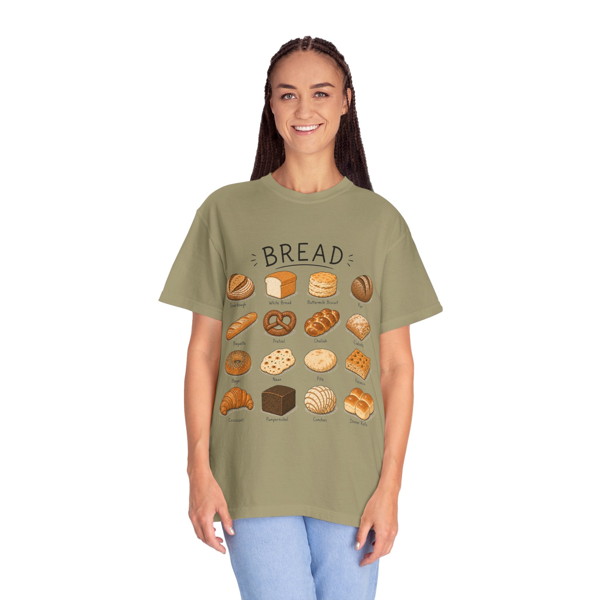 Bread Types T-Shirt — Illustrated Bakery Breads Chart Tee