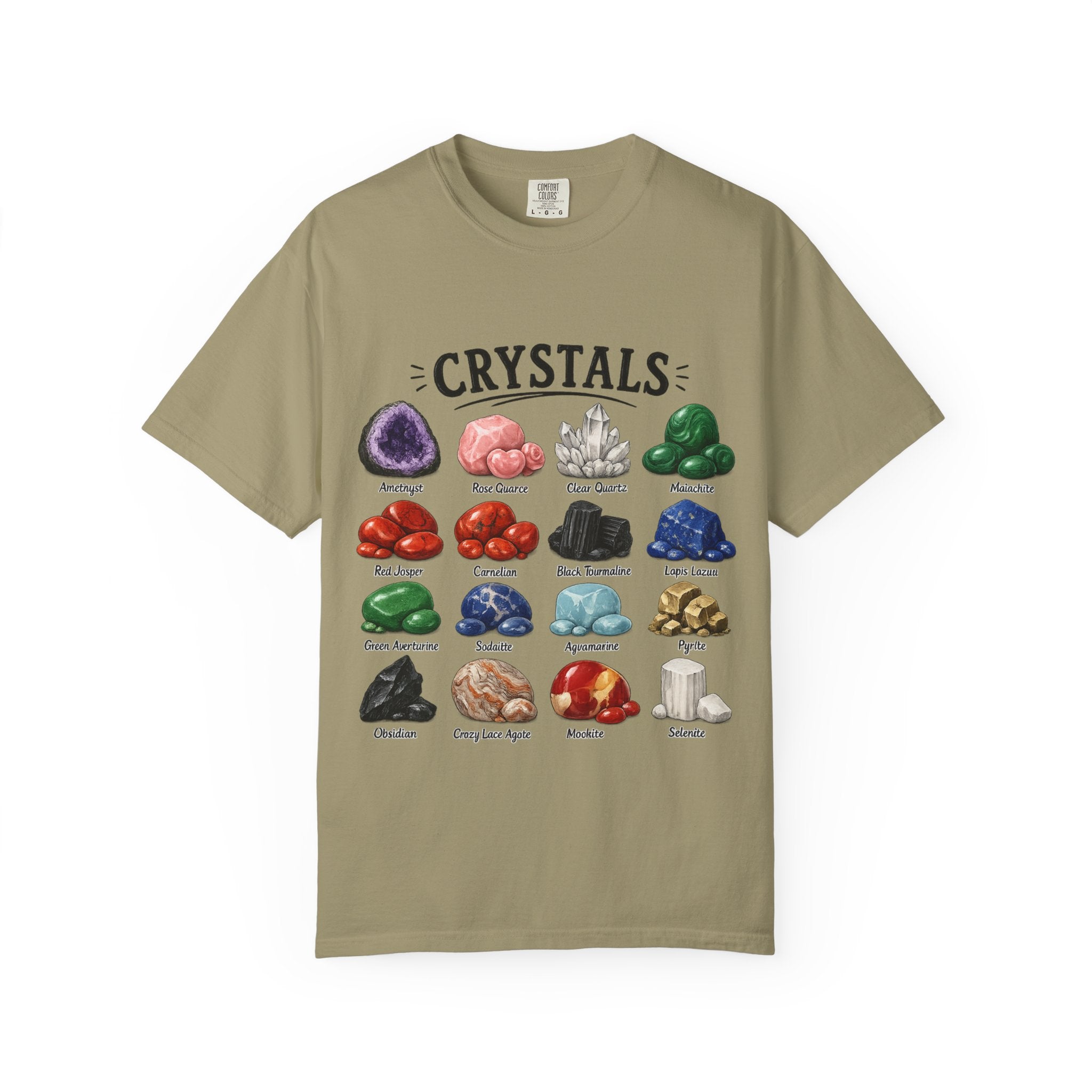 Crystal Guide T-Shirt — Illustrated Gemstone Chart Tee