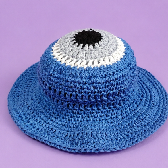 Evil Eye Bucket Hat - Crochet Cotton Original Design