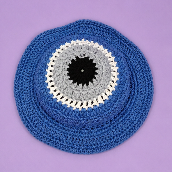 Evil Eye Bucket Hat - Crochet Cotton Original Design
