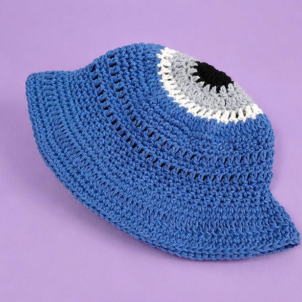 Evil Eye Bucket Hat - Crochet Cotton Original Design