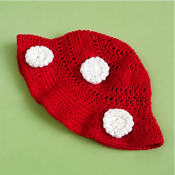 Mushroom Cotton Bucket Hat – Original Design, One Size Fits Most and Cute